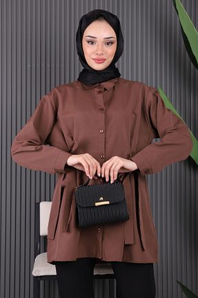 تونیک حجاب قهوه ای زنانه مخلوط پلی استر İmajButik - کد 904066671