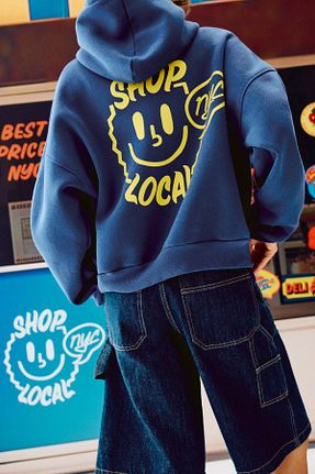سوئیشرت سرمه ای زنانه چاپی Pull & Bear - کد 904064671