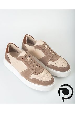 کفش اسنیکر بژ مردانه چرم اصل paulla shoes - کد 904087384