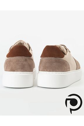 کفش اسنیکر بژ مردانه چرم اصل paulla shoes - کد 904087384