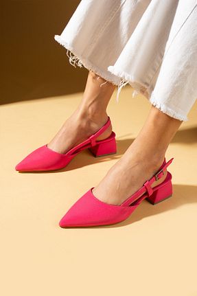 کفش پاشنه بلند کلاسیک صورتی زنانه ساتن Pembe Potin - کد 893182982