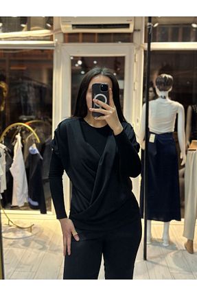سوئیتر مشکی زنانه بافتنی TRENDBUTİK - کد 904107859