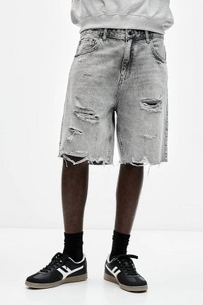 شلوارک و برمودا طوسی مردانه پنبه ای Pull & Bear - کد 902914332
