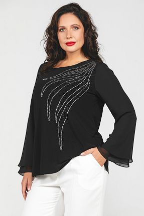بلوز سایز بزرگ مشکی زنانه سایز بزرگ MİYORO - کد 904114276