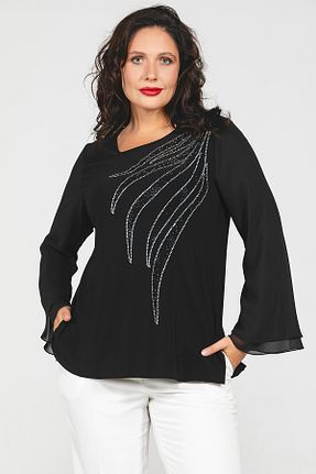 بلوز سایز بزرگ مشکی زنانه سایز بزرگ MİYORO - کد 904114276