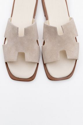 دمپائی بژ زنانه چرم خالص luvishoes - کد 904115062