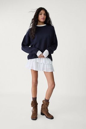 دامن سفید زنانه ویسکون Stradivarius - کد 904124020
