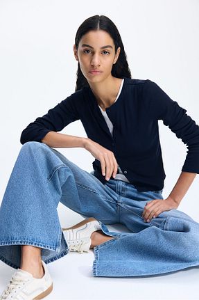 رویه سرمه ای زنانه یقه دوچرخه H&M - کد 904125939