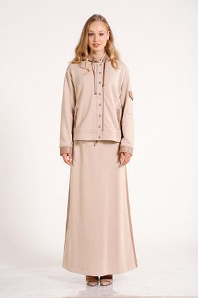 دامن بژ زنانه پنبه ای Sassofono - کد 904125110