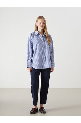 پیراهن آبی زنانه اورسایز LC Waikiki - کد 904125416