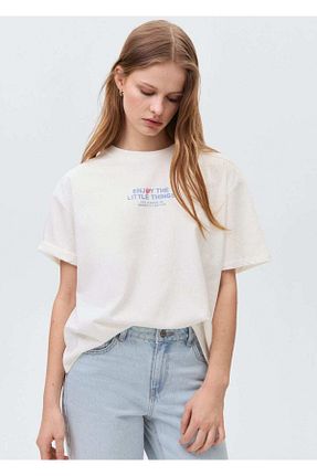 تیشرت سفید زنانه رگولار MANGO Teen - کد 904195559