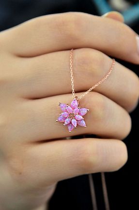 گردنبند نقره صورتی زنانه 925 عیار Papatya Silver - کد 81265830