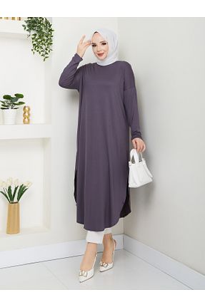 تونیک حجاب طوسی بافتنی MODAMÜNASİP - کد 904197078