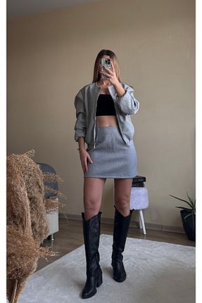 ست بالاتنه و پائین تنه طوسی زنانه بافتنی imrayboutique - کد 904220365