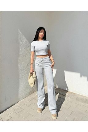 ست بالاتنه و پائین تنه طوسی زنانه تریکو Vumia Collection - کد 904221035