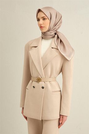 روسری بژ کرپ ساتن ابریشم Armine - کد 905474462