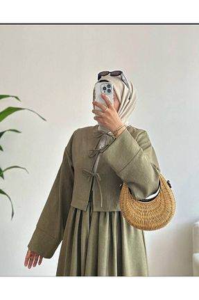 کافتان و کیمونو حجاب سبز زنانه کتان LyLGyM FASSION IS PASSION - کد 904236480