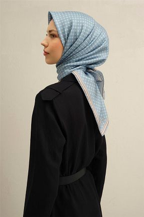 روسری آبی کرپ ساتن ابریشم Armine - کد 904237079