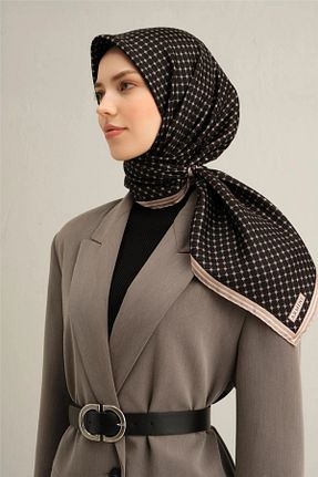 روسری مشکی کرپ ساتن ابریشم Armine - کد 904237069