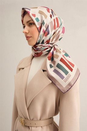 روسری بنفش کرپ ساتن ابریشم Armine - کد 904239519