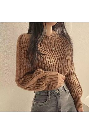 پلیور قهوه ای زنانه ساده e beyazoglu - کد 891133664