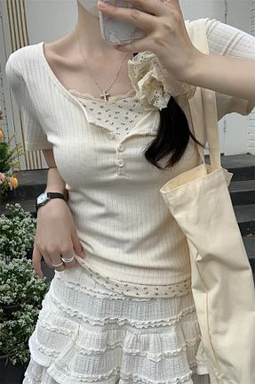 تیشرت رنگی زنانه کراپ Karakedi - کد 904303976