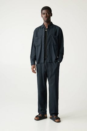 پیراهن مشکی مردانه رگولار Pull & Bear - کد 900369120