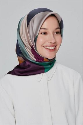 روسری آبی کرپ ساتن ابریشم Armine - کد 169819816