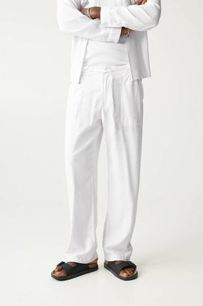 شلوار سفید مردانه کتان Pull & Bear - کد 902969812