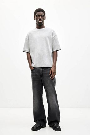 شلوار جین مشکی مردانه پاچه اسپانیولی Pull & Bear - کد 902968857