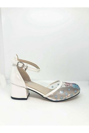 کفش پاشنه بلند کلاسیک سفید بچه گانه پاشنه ضخیم YGTSHOES - کد 905651724