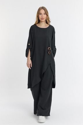ست بالاتنه و پائین تنه مشکی زنانه بافتنی SUMEF - کد 903245172