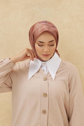 روسری زرشکی پلی استر Silk Home - کد 775772422