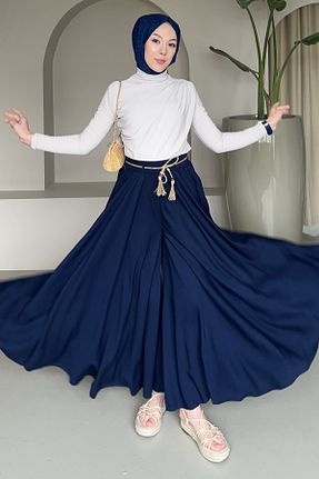 شلوار سرمه ای زنانه مخلوط ویسکون Saklı Butik - کد 904367732