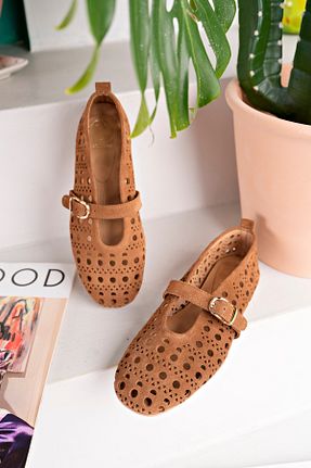 بابت قهوه ای زنانه چرم خالص NOSEY SHOES - کد 904419544