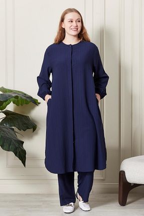 ست بالاتنه و پائین تنه سایز بزرگ سرمه ای زنانه کش دار Ferace - کد 904415842