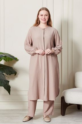 ست بالاتنه و پائین تنه سایز بزرگ طوسی زنانه کش دار Ferace - کد 904415895