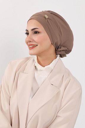 شال قهوه ای زنانه پنبه پلی استر Aisha