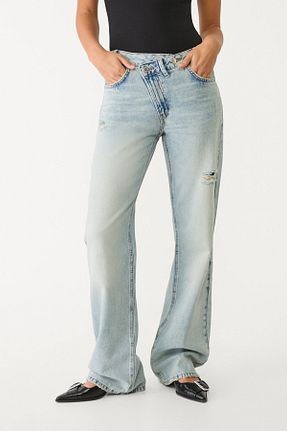 شلوار جین آبی زنانه پاچه ساده Stradivarius - کد 904465741
