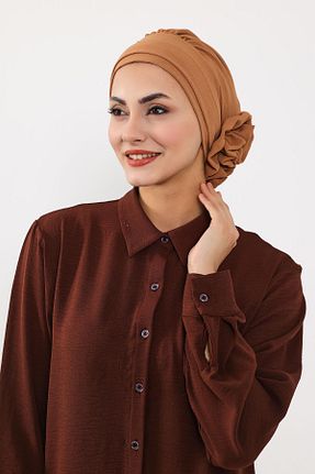 شال قهوه ای زنانه پلی استر Aisha