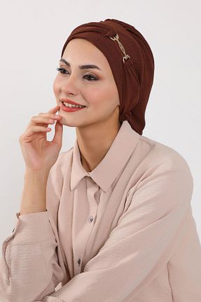 شال قهوه ای زنانه پلی استر Aisha