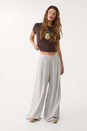 شلوار طوسی زنانه ویسکون Stradivarius - کد 904465307