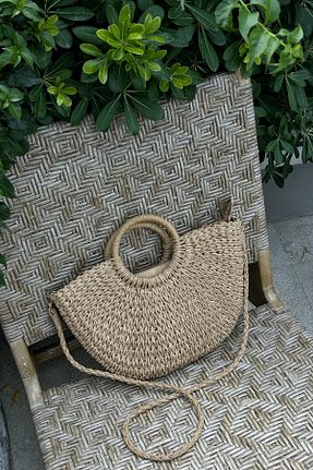 کیف دوشی بژ زنانه حصیر Loventa - کد 319846185