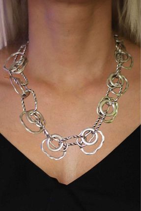 گردنبند جواهر متالیک زنانه روکش نقره Trenderrs - کد 905758408
