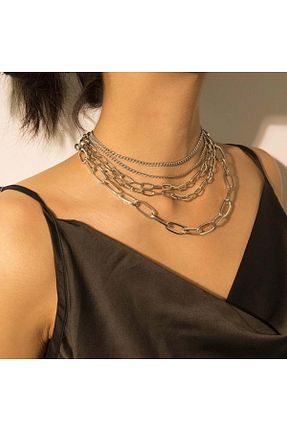 گردنبند استیل ( فولاد ) طوسی زنانه نقره Butik