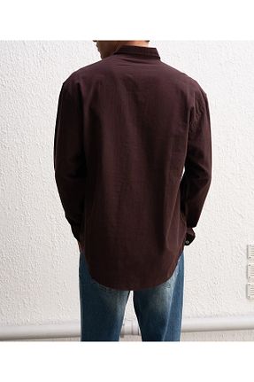 پیراهن قهوه ای مردانه اورسایز Hazhers - کد 904486368