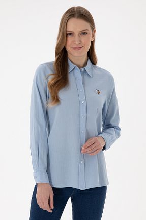 پیراهن آبی زنانه یقه پیراهنی U.S. Polo Assn. - کد 904503793