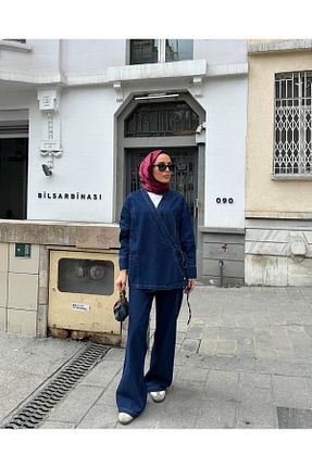ست بالاتنه و پائین تنه سرمه ای زنانه جین Molly Nelly - کد 897850860