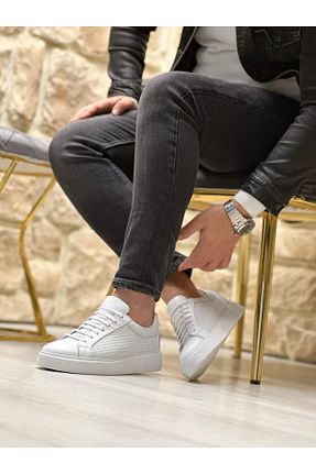 کفش اسنیکر سفید مردانه چرم اصل ByItallanoshoes - کد 904530070