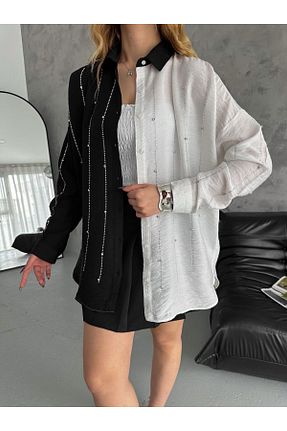 پیراهن مشکی زنانه اورسایز BYKUZEYARAS - کد 904538977